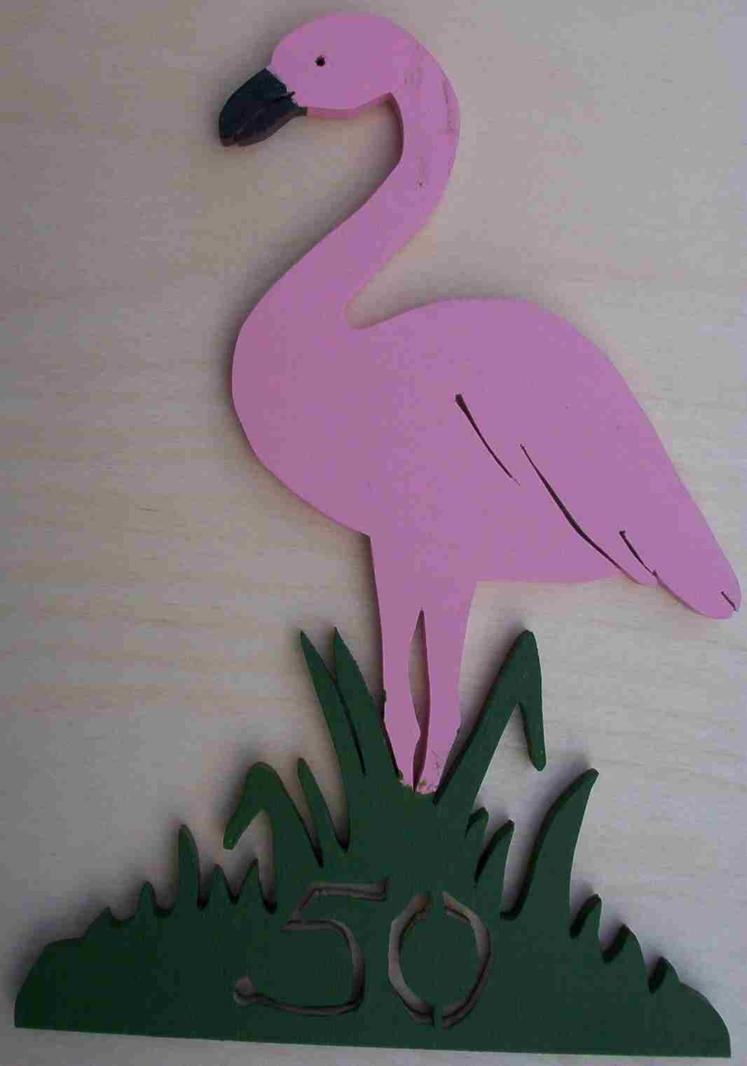 Scrollsaw pink flamingo card